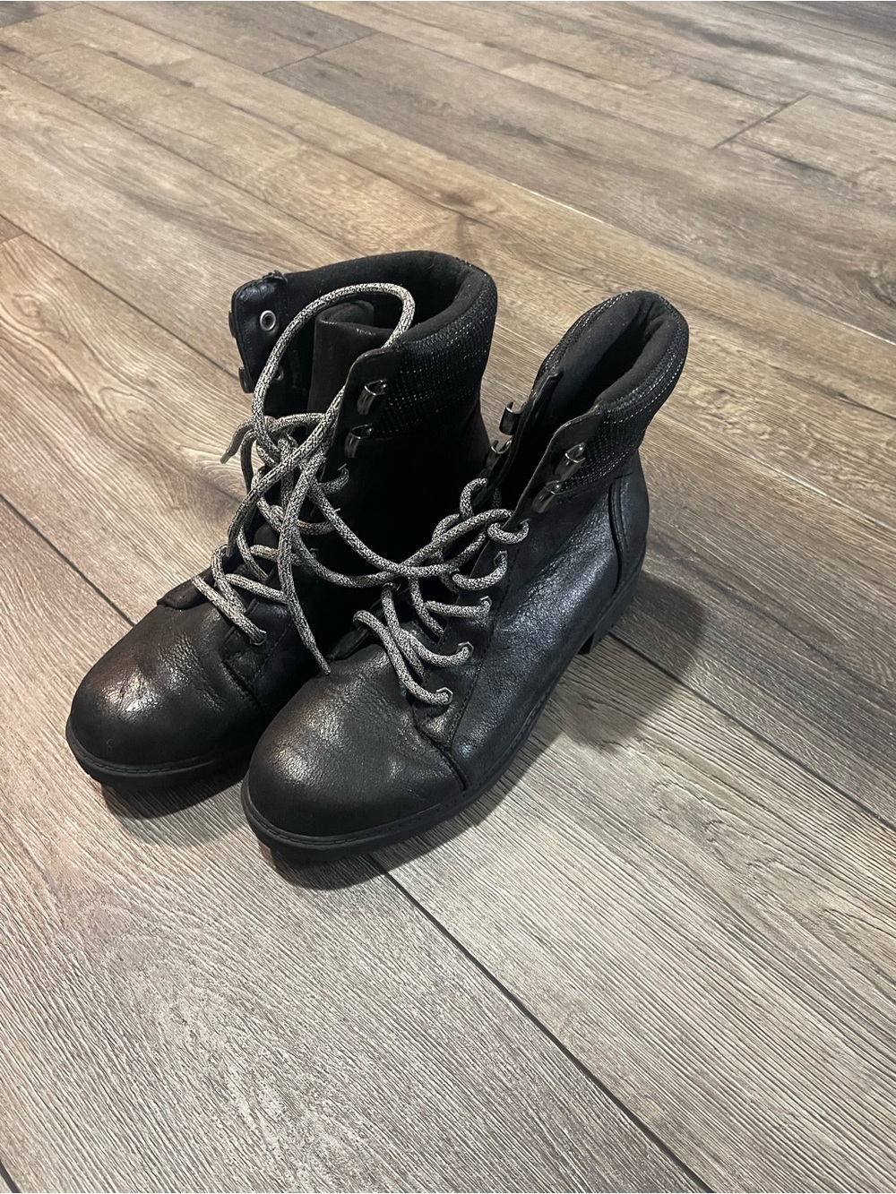Women's Lace-Up Black Ankle Boots with Contrast Laces